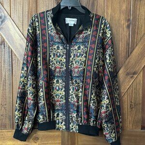 Vintage Cedars Satin Bomber Jacket Size Large Polyester